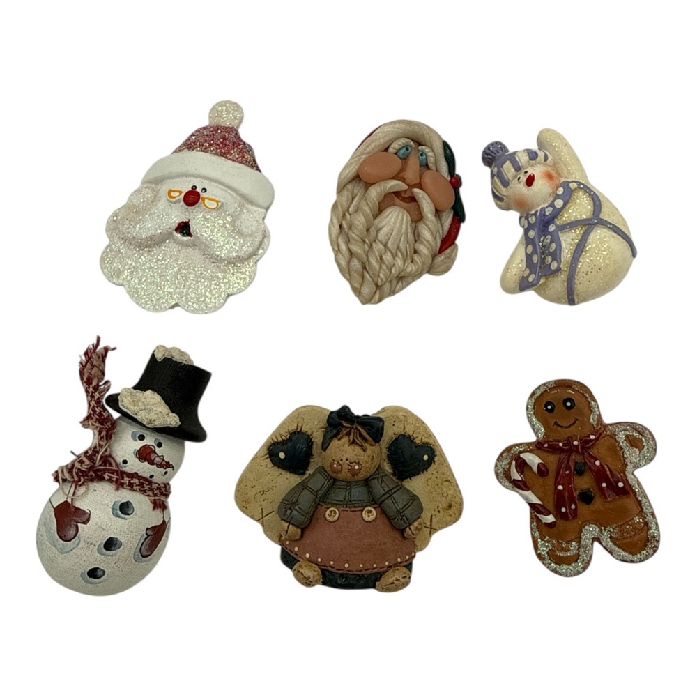 Vintage Handcrafted Classic Christmas Brooches- Set of 6
